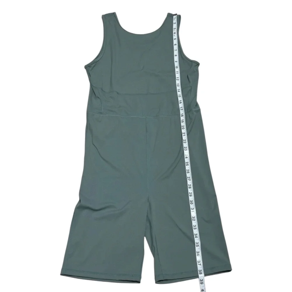 NOIZE Women's XL Sage Green Biker Short Romper Cutout Back Activewear